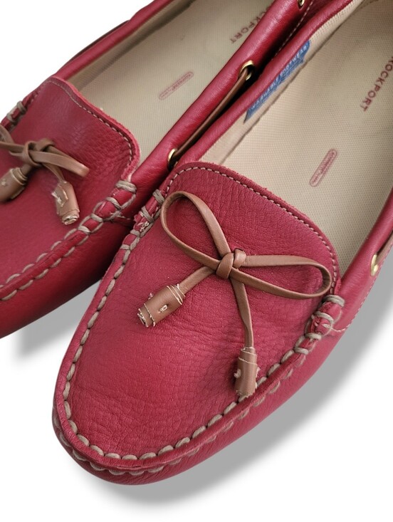 Rockport Shoes - ROCKPORT Red Leather Washable Driving Moccasin Loafers